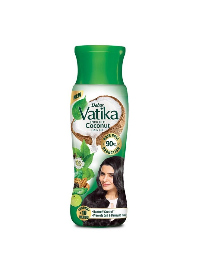 Vatika Enriched Coconut Hair Oil, 450Ml For Strong, Thick & Shiny Hair, Clinically Tested To Reduce 90% Hairfall In 4 Wks, Controls Dandruff, Prevents Dull & Damaged Hair Enriched With 10 Herbs