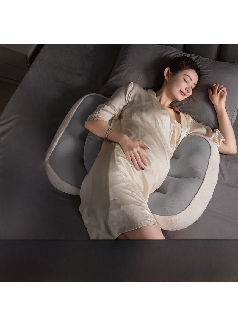 1 x 5 pcs Versatile Pregnancy U-Shaped Pillow Deep Space Grey [Side Rabbit Hair]]