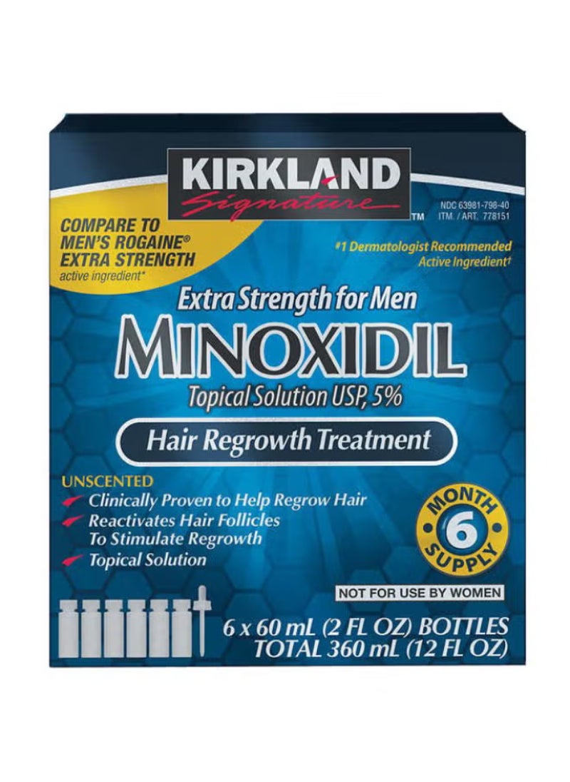 6 Bottles of Minoxidil 5% Extra Strength Hair Regrowth Solution – 60ml Each