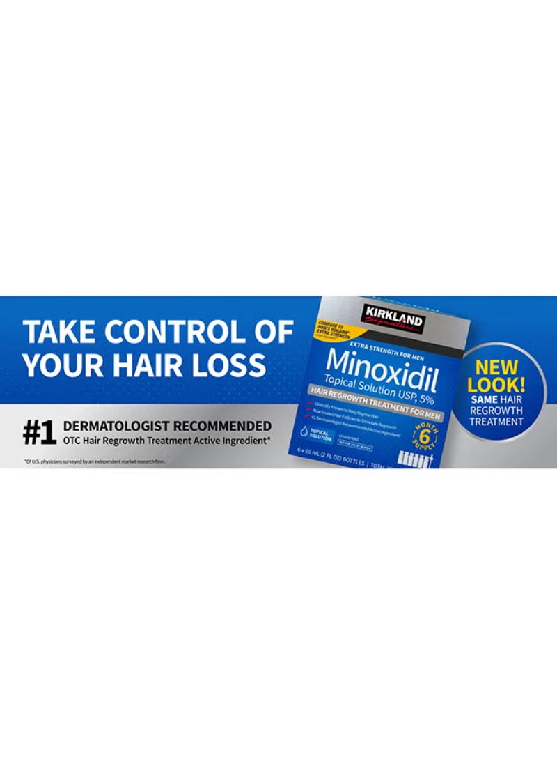 6 Bottles of Minoxidil 5% Extra Strength Hair Regrowth Solution – 60ml Each