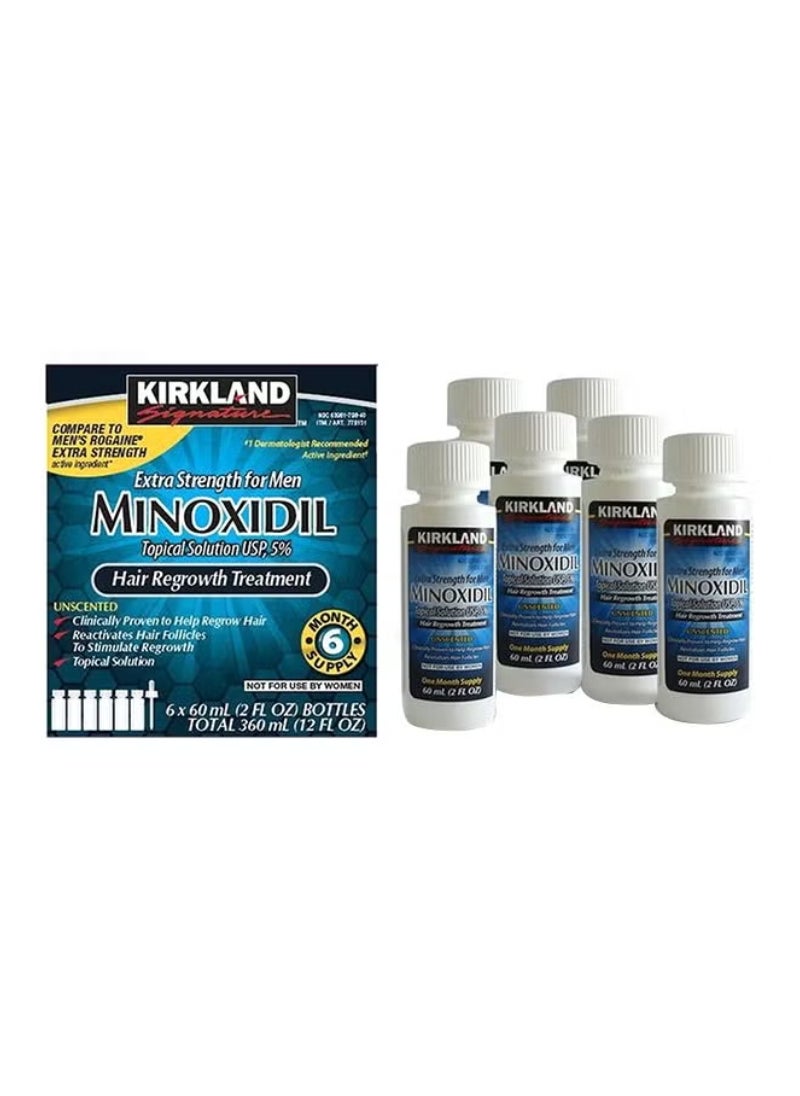 Minoxidil Extra Strength Hair Regrowth Solution - 6 Pack, 360ml