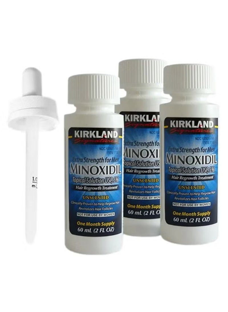 Kirkland Minoxidil 5% Hair Growth Liquid – 3 Bottles, 180ml, 3-Month Men’s Treatment