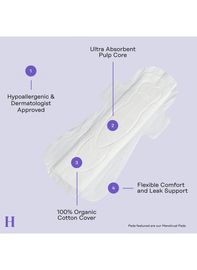 The Honey Pot Company - Non-Herbal Overnight Pads with Wings - Organic Pads for Women - Cotton Cover, and Ultra-Absorbent Pulp Core. 12 ct.