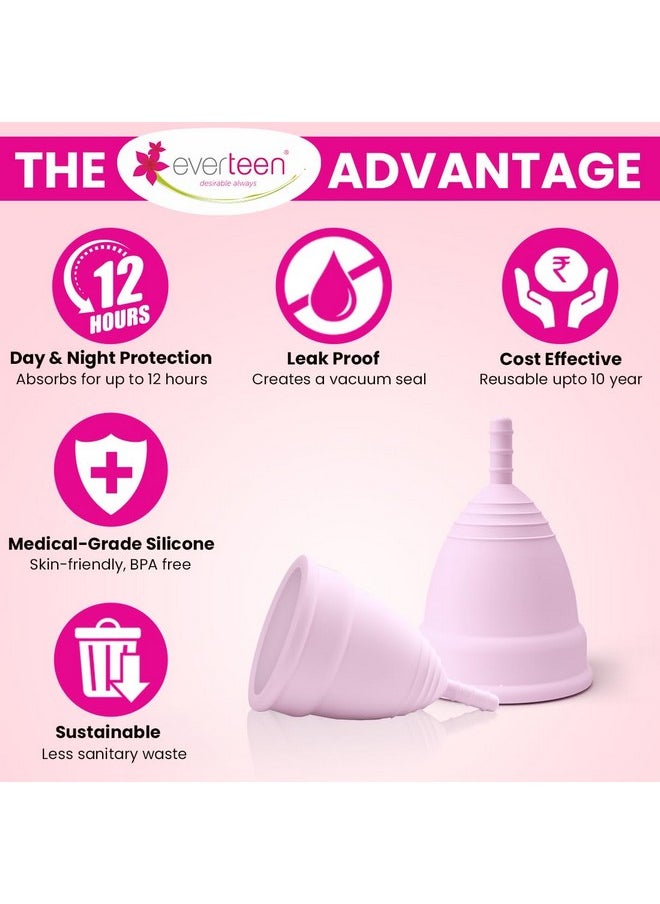 Small Menstrual Cup For Periods|Odor-Free, Rash-Free, No Leakage|12-Hour Protection|Up To 10 Years|Medical-Grade Silicone|Free Pouch|Sanitary Cup For Feminine Hygiene- 1 Count