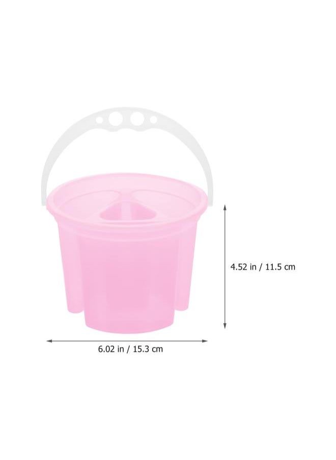 Painting Brush Washer 2Pcs Paint Brush Basin 4 Compartment Paint Brush Tub Artist Brush Cleaning Washer Painting Brush BucketsWater Bucket with Handle Brush Washer Tools Pink Painting Brush