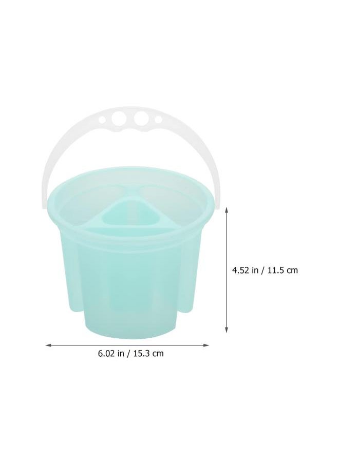 2Pcs Paint Brush Basin 4 Compartment Paint Brush Tub Artist Brush Cleaning Washer Painting Brush BucketsWater Bucket with Handle Brush Washer Tools Green