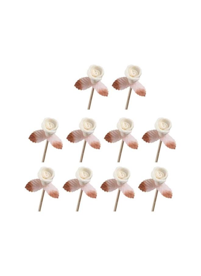 10 Pcs Reed Diffuser Sticks Rattan Reed Sticks Flower Rose Head Diffuser Glass Bottles Replacements Stick for Essential Oil Diffusers