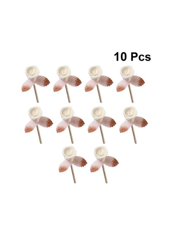 10 Pcs Reed Diffuser Sticks Rattan Reed Sticks Flower Rose Head Diffuser Glass Bottles Replacements Stick for Essential Oil Diffusers