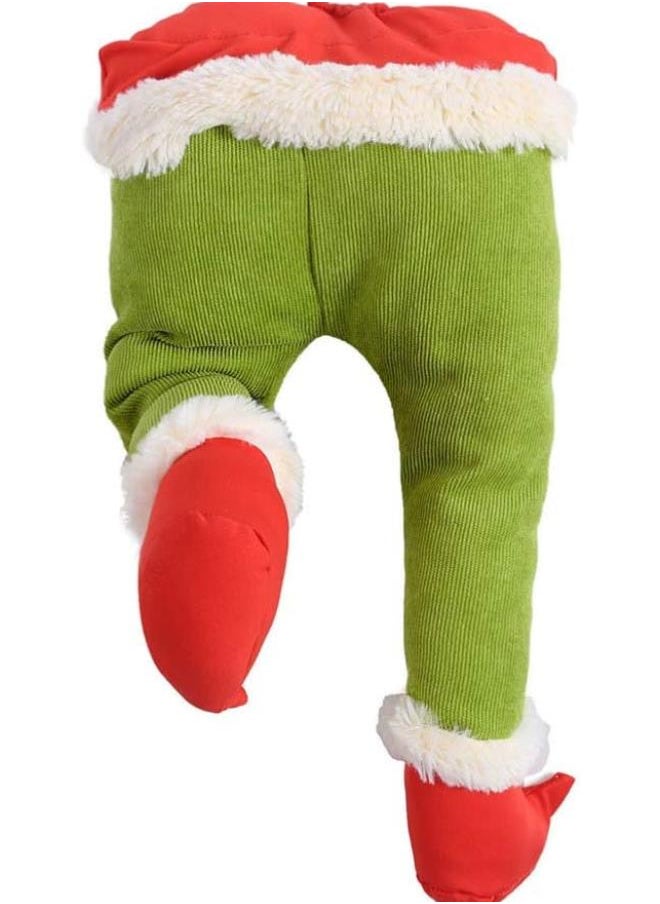 Stuffed Santa Legs Elf Legs Butt Stuck in Tree Christmas Tree Decoration Pendant Animated Xmas Kicking Legs Holiday Fireplace Decorations for Holiday Party