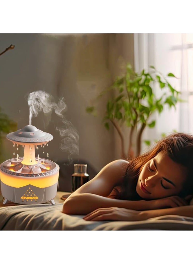 Rain Cloud Humidifier with Silent UFO Night Light, Aromatherapy Diffuser for Essential Oils, Compact Cloud-Shaped Humidifier for Home, Office, and Car