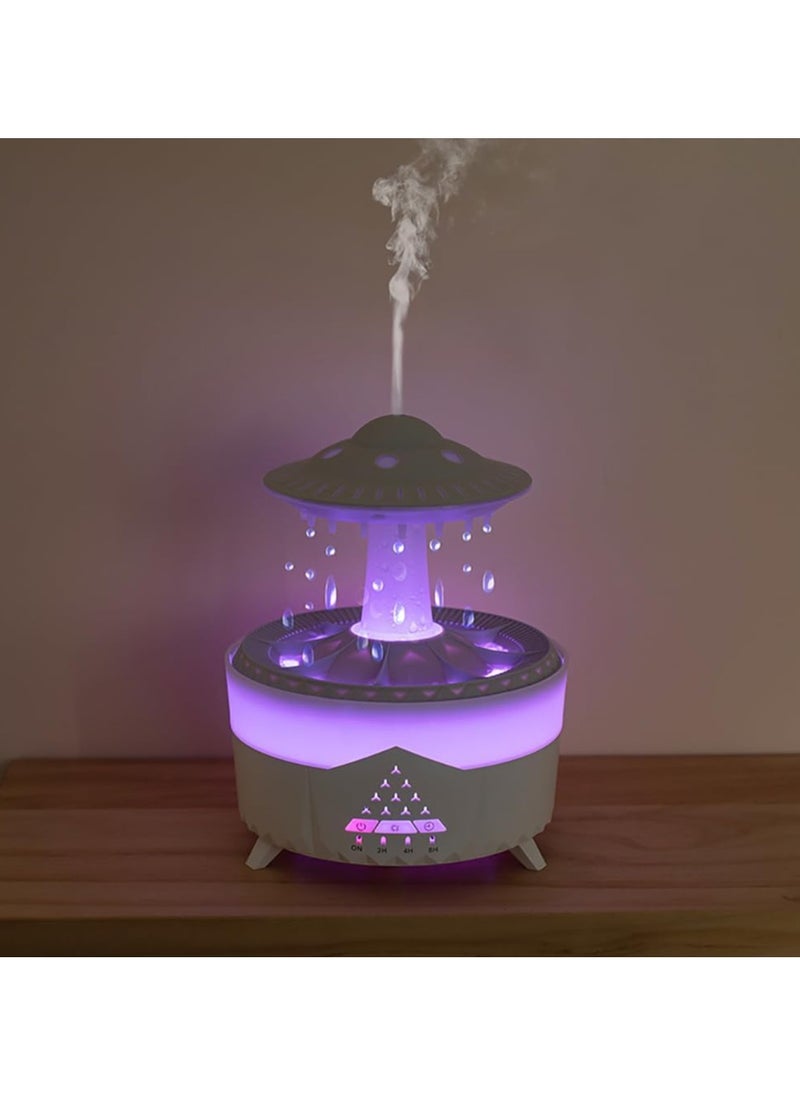 Rain Cloud Humidifier with Silent UFO Night Light, Aromatherapy Diffuser for Essential Oils, Compact Cloud-Shaped Humidifier for Home, Office, and Car