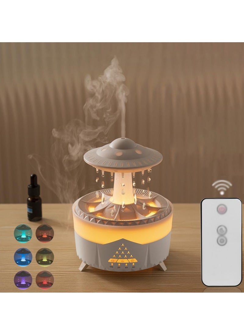 Rain Cloud Humidifier with Silent UFO Night Light, Aromatherapy Diffuser for Essential Oils, Compact Cloud-Shaped Humidifier for Home, Office, and Car