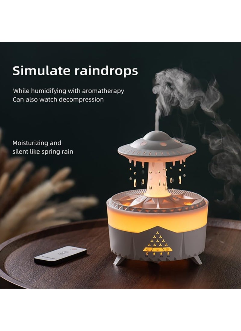 Rain Cloud Humidifier with Silent UFO Night Light, Aromatherapy Diffuser for Essential Oils, Compact Cloud-Shaped Humidifier for Home, Office, and Car