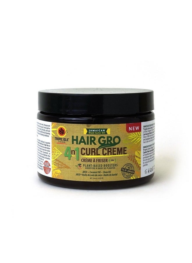 4N1 Curl Crème | Coconut, Shea Oil, Jamaican Black Castor Oil | For Curly, Wavy, Coily Hair, To Define, Nourish, Detangle & Anti Frizz Cream 12Oz