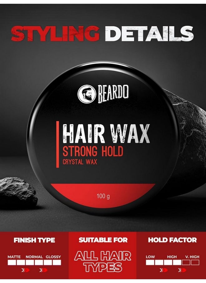 Stronghold Hair Wax For Men, 100 Gm | Crystal Hair Wax With Aloe Vera & Castor Oil | Hair Wax Men | Hair Styling Wax For Glossy Finish & Shine | Strong Hold Hair Wax