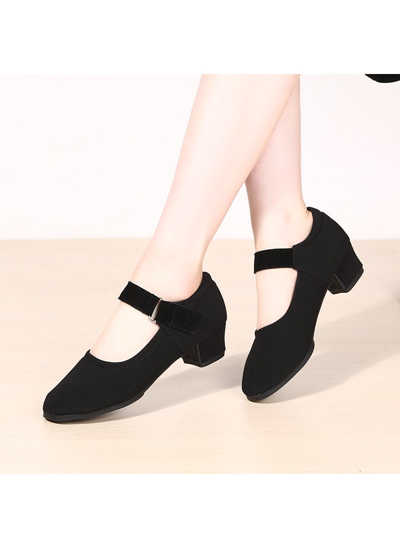 Ladies Black Latin Dance Shoes With Heels Black