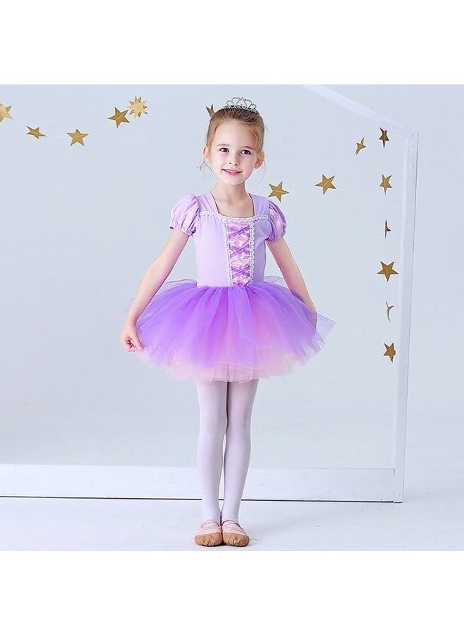 Girl Ballerina Dance Short Sleeve Tutu Dress