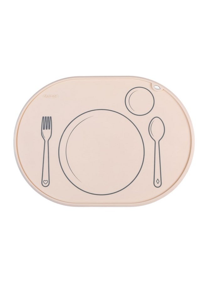 Silicone Placemats For Toddlers Montessori Placemat For Round Table Oval Kids Placemats For Dining Table Non Slip Small Educational Placemats (Beige)