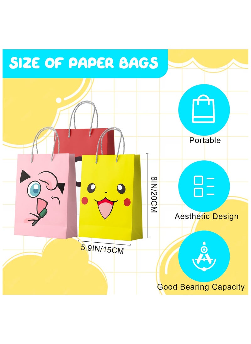 Pikachu Party Bags,24pcs Pikachu Gift Bags for Birthday Including Pikachu Goodie Bags,Pikachu Candy Bags for Boys/Girls Pikachu Party Favors