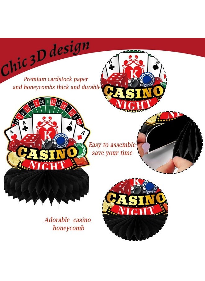 10 Pieces Las Vegas Party Decorations Casino Themed Centerpieces For Tables Decorations 3D Casino Theme Honeycomb Table Topper For Casino Night Birthday Baby Shower Party Supplies