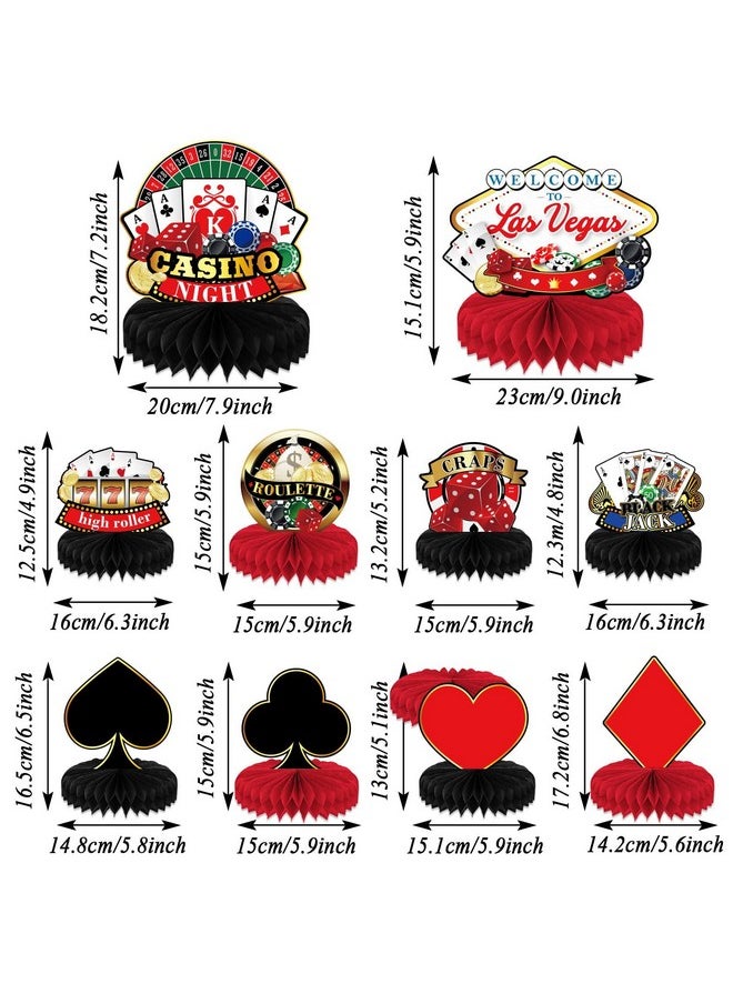 10 Pieces Las Vegas Party Decorations Casino Themed Centerpieces For Tables Decorations 3D Casino Theme Honeycomb Table Topper For Casino Night Birthday Baby Shower Party Supplies