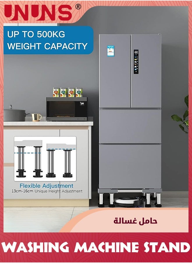 Washing Machine Stand,Refrigerator Stand With 8 Heavy Duty Feet (Height:12.5cm-15.5cm),Washer Pedestal Adjustable Base for Washer and Dryer,Fridge,Max Load 660LB/300KG