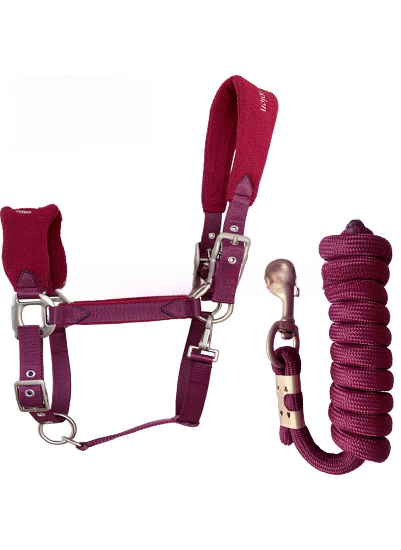 Adjustable Fleece Lined Halter with 2m Lead Rope Combo