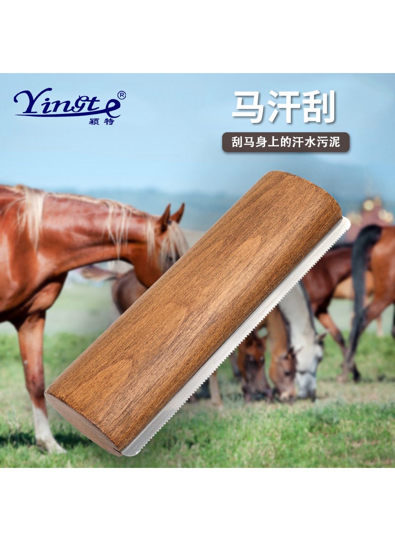 20cm Solid Wood Serrated Sweat Scraper for Horse Grooming