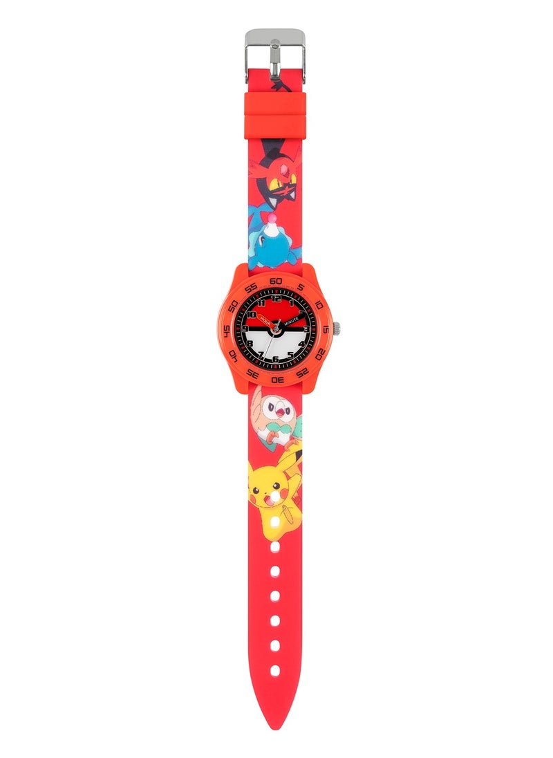 Pokémon Red Silicone Strap Time Teacher Watch - POK9023