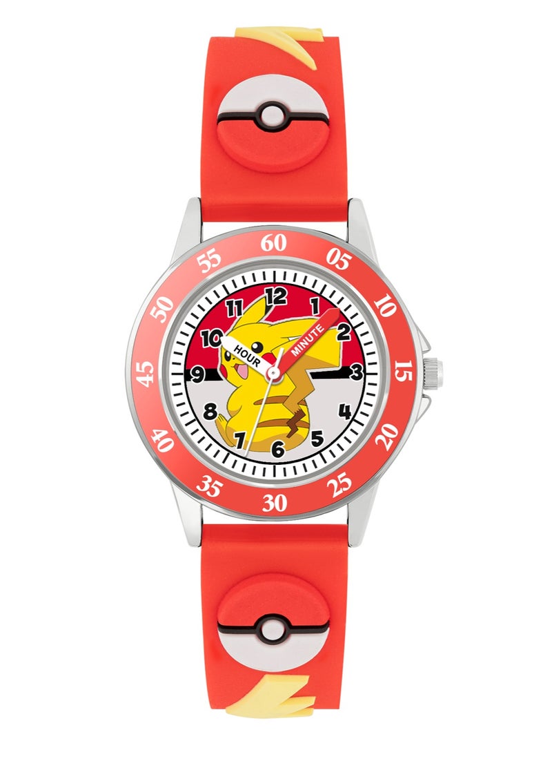 Pokemon 3D Time Teacher Red Silicone Strap Watch - POK9074