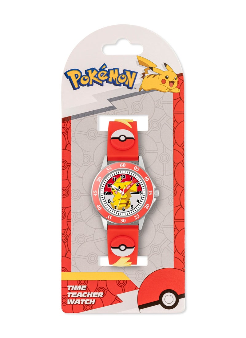 Pokemon 3D Time Teacher Red Silicone Strap Watch - POK9074