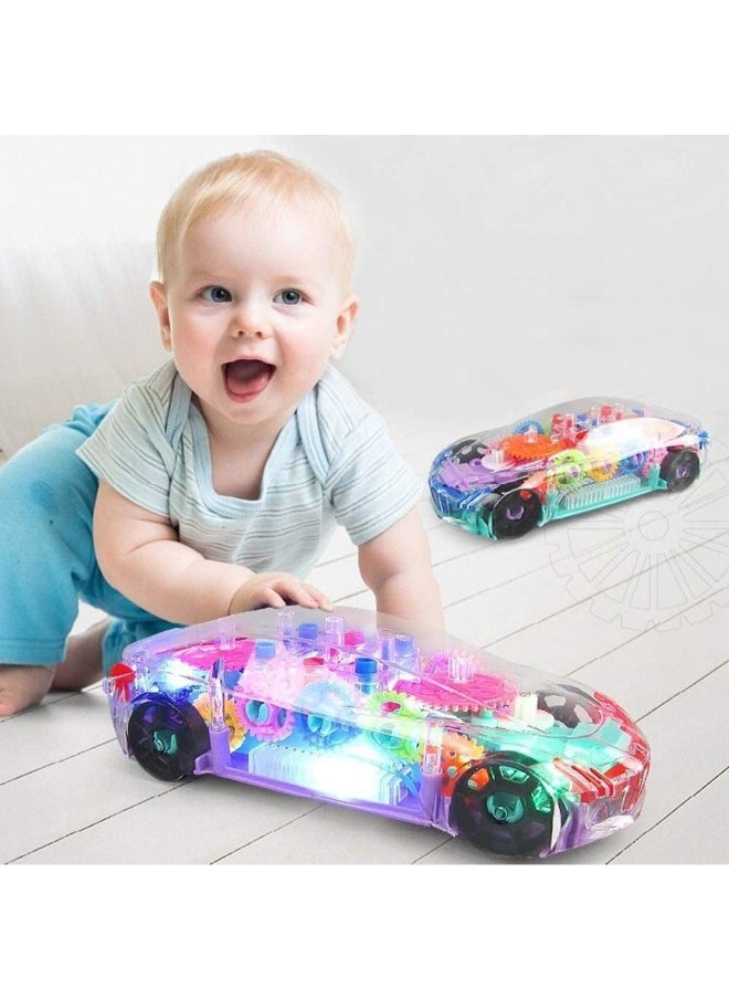 Transparent Concept car 3D Super Car Toy, Car Toy for Kids with 360 Degree Rotation, Gear Simulation Mechanical Car, Sound & Light Toys for Kids Boys & Girls