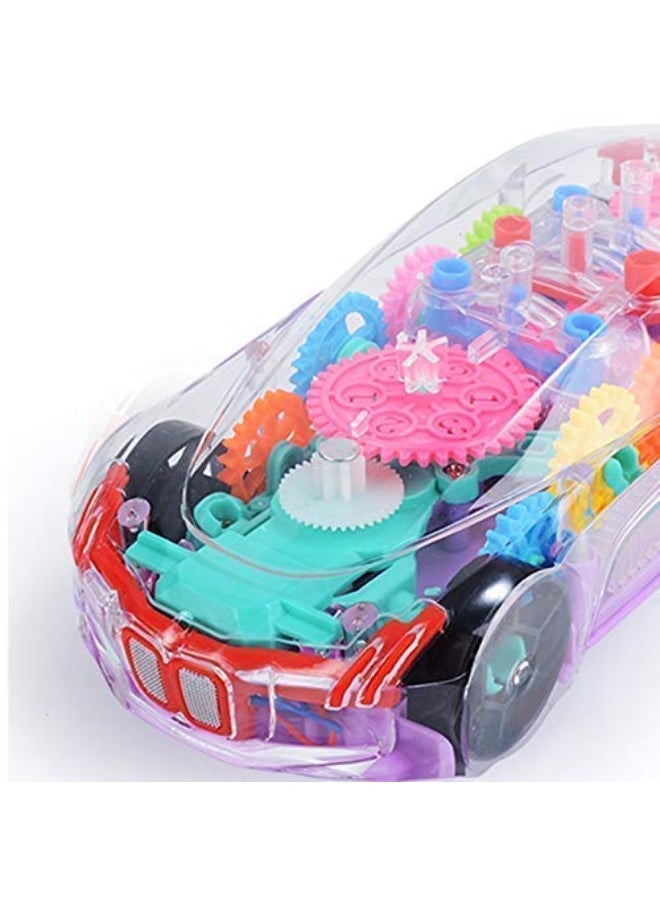 Transparent Concept car 3D Super Car Toy, Car Toy for Kids with 360 Degree Rotation, Gear Simulation Mechanical Car, Sound & Light Toys for Kids Boys & Girls