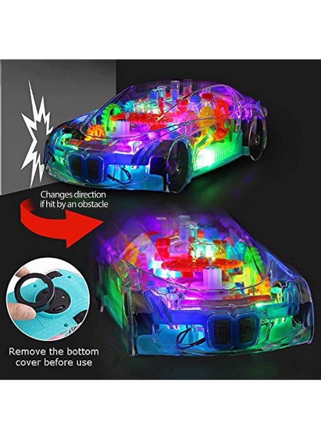 Transparent Concept car 3D Super Car Toy, Car Toy for Kids with 360 Degree Rotation, Gear Simulation Mechanical Car, Sound & Light Toys for Kids Boys & Girls