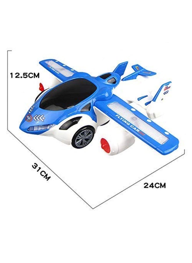 3D Flying Toy Car – 360 Degree Rotation, Wing Opening with Sound & Light Effects | Plastic Toy Car for Kids/Boys, Multicolor (1 Pc)