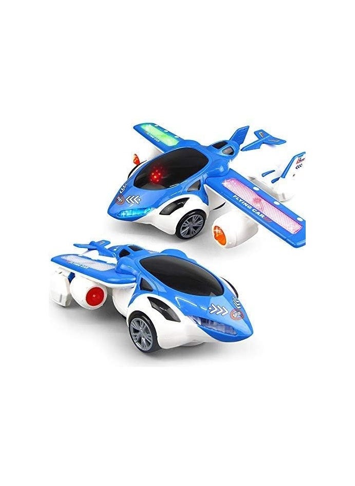 3D Flying Toy Car – 360 Degree Rotation, Wing Opening with Sound & Light Effects | Plastic Toy Car for Kids/Boys, Multicolor (1 Pc)