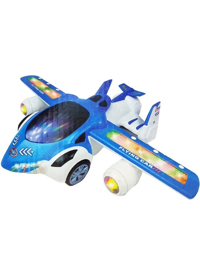 3D Flying Toy Car – 360 Degree Rotation, Wing Opening with Sound & Light Effects | Plastic Toy Car for Kids/Boys, Multicolor (1 Pc)