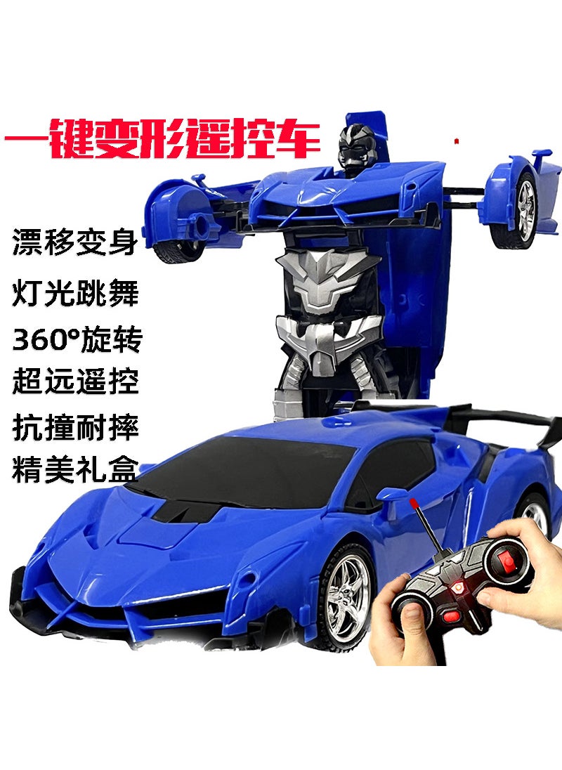 Transforming RC Car Robot Toy for Kids Dark blue [Remote Control + deformation]]