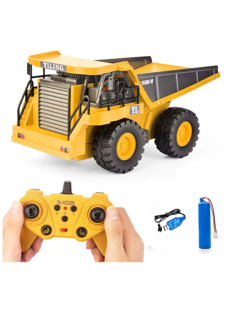 Remote Control Dump Truck with light Yellow RC Dump Truck Toys Construction Vehicle with Rechargeable Battery for Kids Boys Ages 5 age+