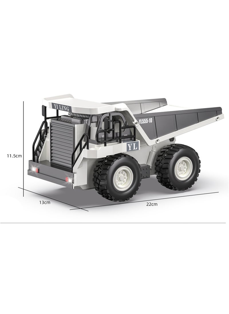 Remote Control Dump Truck with light White RC Dump Truck Toys Construction Vehicle with Rechargeable Battery for Kids Boys Ages 5 age+