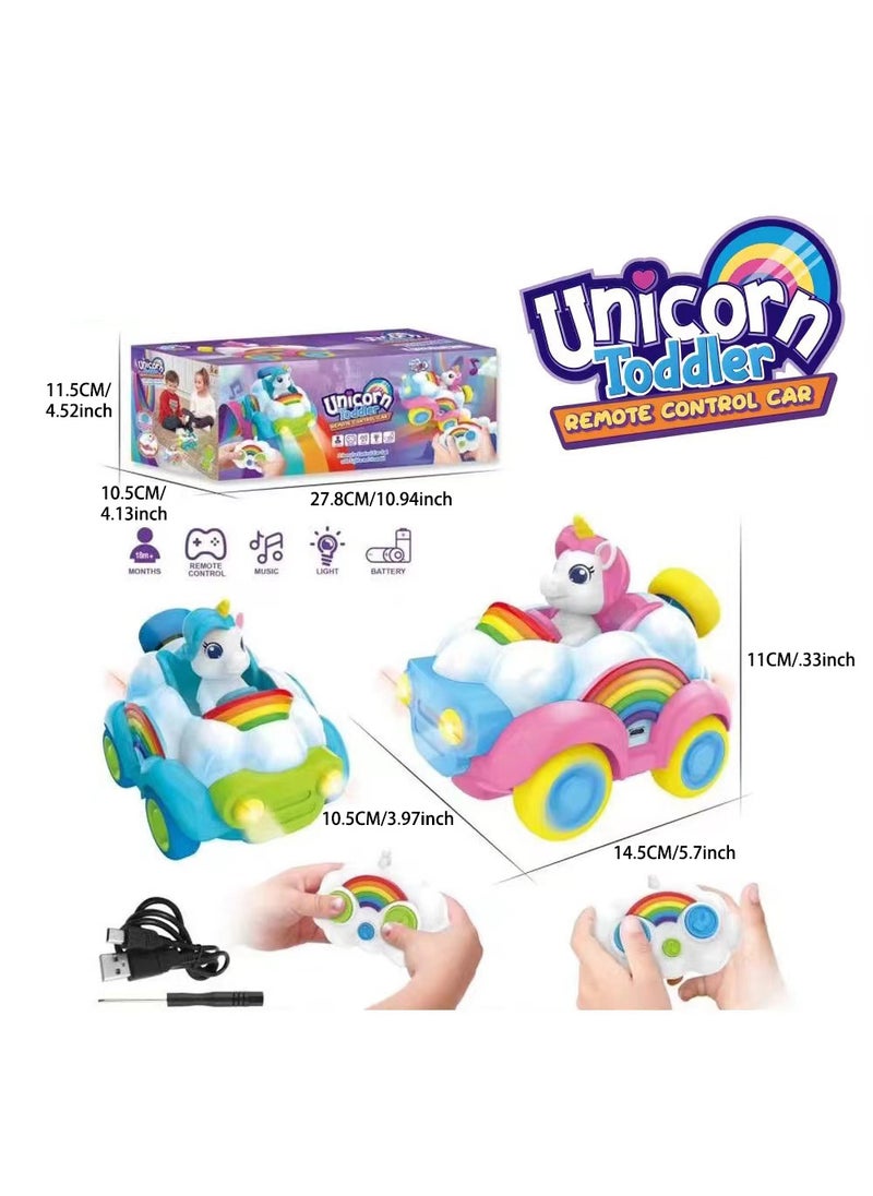 Cartoon Unicorn RC Toy Car with Lights and Music ABC-954918-1 only (blue)