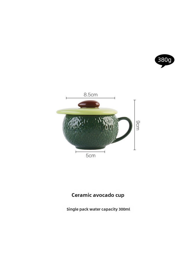 Cute Pumpkin Ceramic Cup with Lid Spoon Avocado Cup