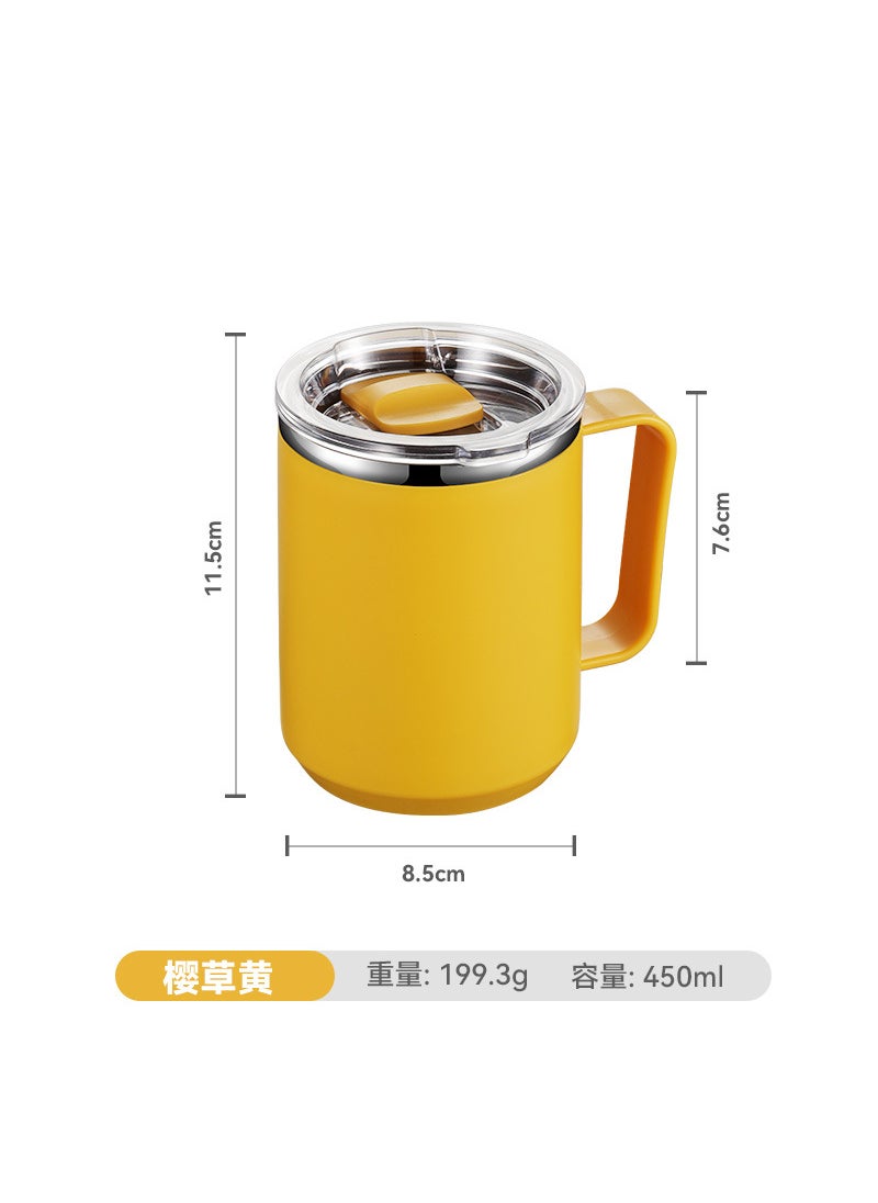 1 x 5 pcs 304 Stainless Steel Travel Coffee Mug with Lid Yellow