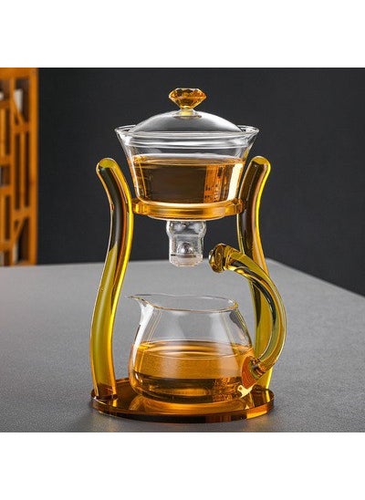 Automatic Glass Tea Set with Kettle Ocean Heart Full Yellow Tea Maker