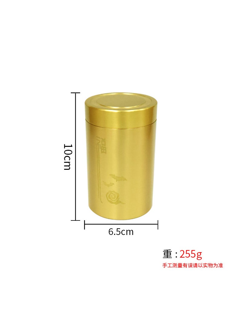 Large Brass Tea Caddy Sealed Storage Tea pot [lucky character]]