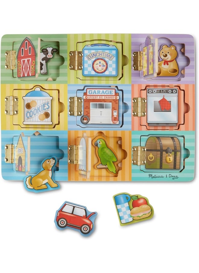 Melissa & Doug Hide and Seek Wooden Activity Board With Wooden Magnets