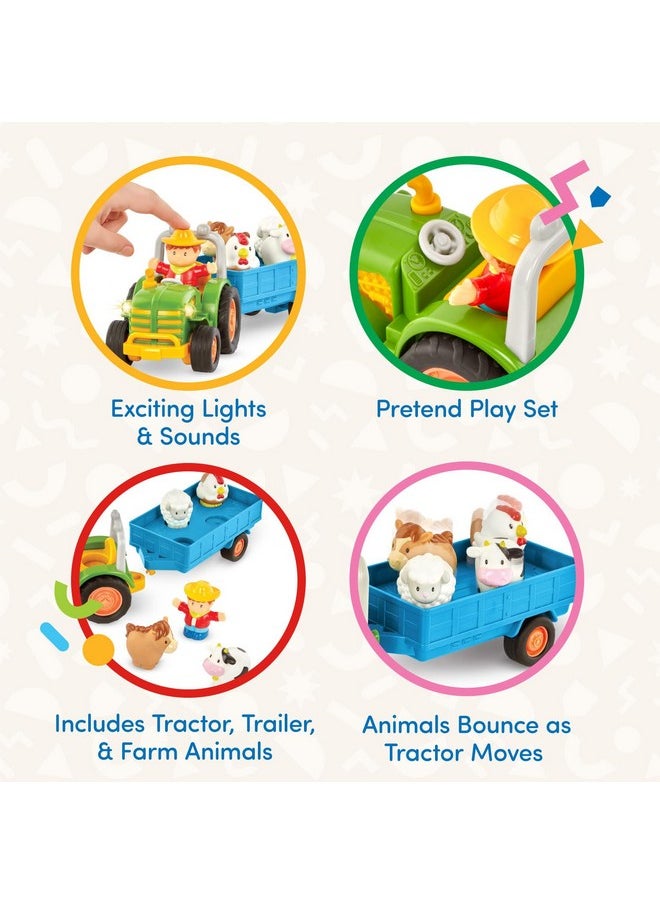 - Farm Toys For Toddlers, Kids - Lights & Sounds Toy Tractor - 7Pc Pretend Play Set - Tractor, Trailer, Farm Animals - 18 Months + - Farming Fun Tractor