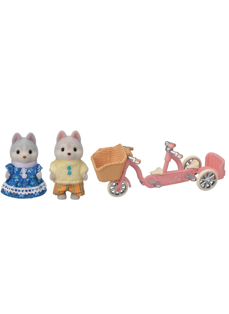 Sylvanian Families tandem Cycling Set-Husky Sister & Brother