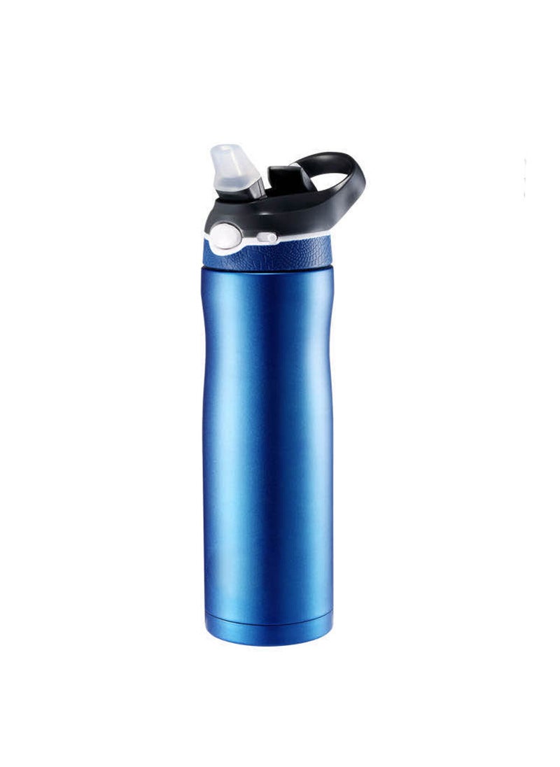 Stainless Steel Insulated Sports Water Bottle with Straw Lockbuckle thermos cup starry sky blue