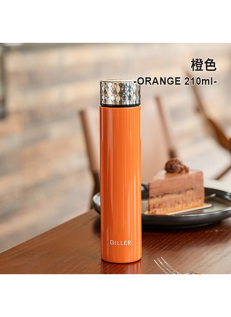 2024 Delightful Mini Thermal Cup High Aesthetic Portable Stainless Steel Orange -210ml